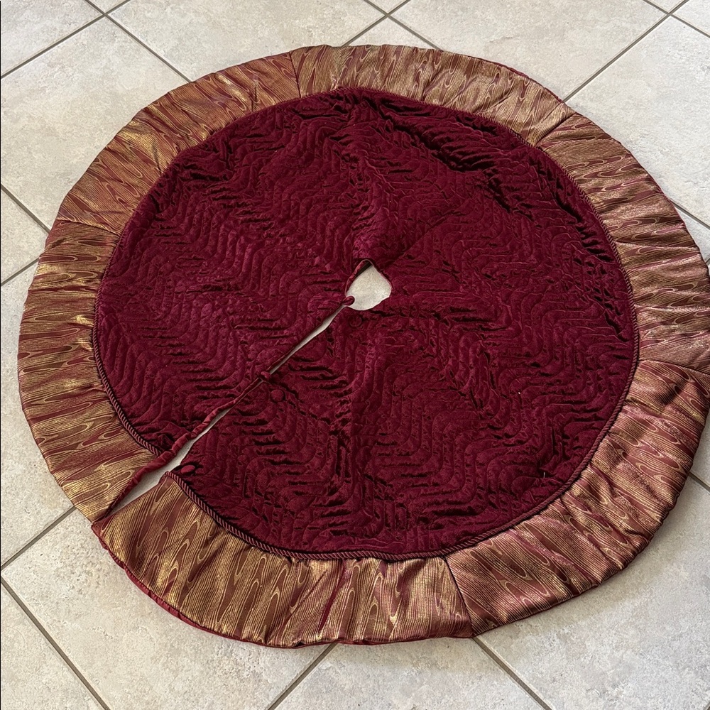 Burgundy and Gold Tree Skirt
